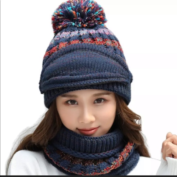Navy Winter Hat + Scarf + Mask - Picture 4 of 5